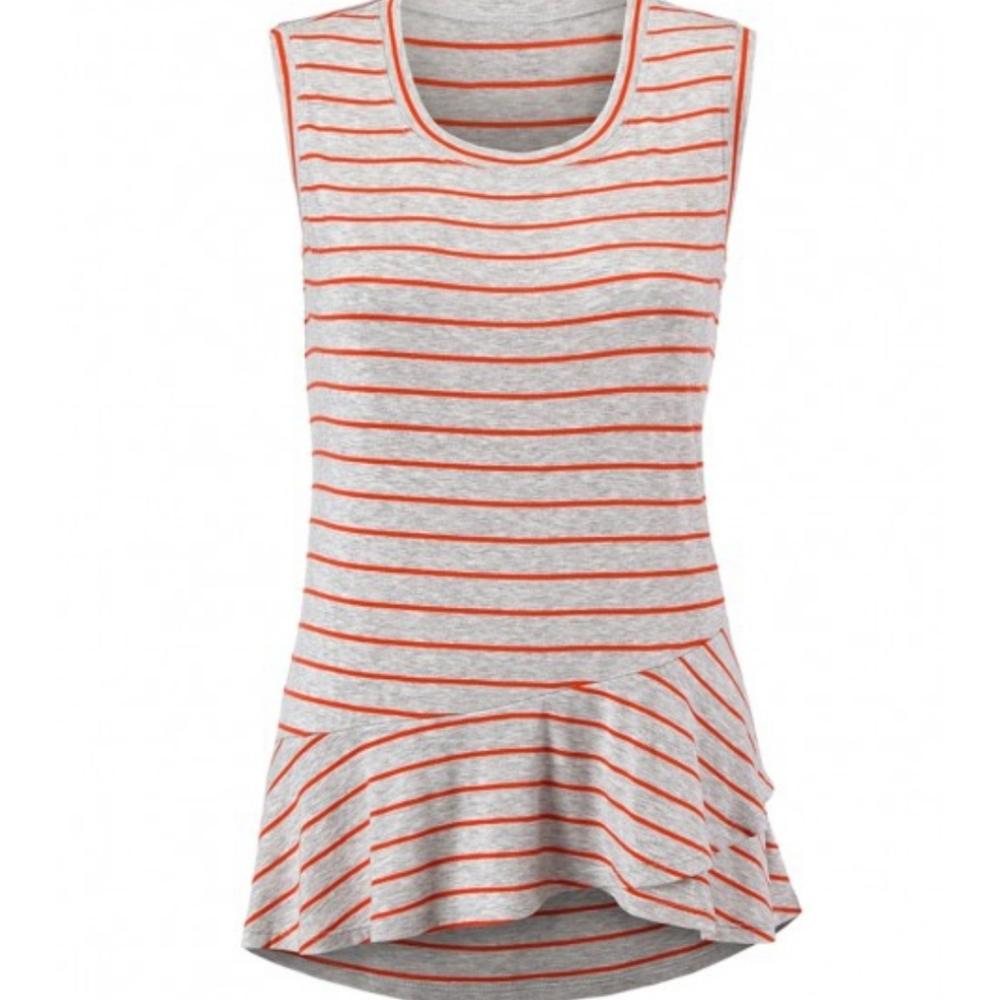 Cabi Ruffle Tank tangerine stripe